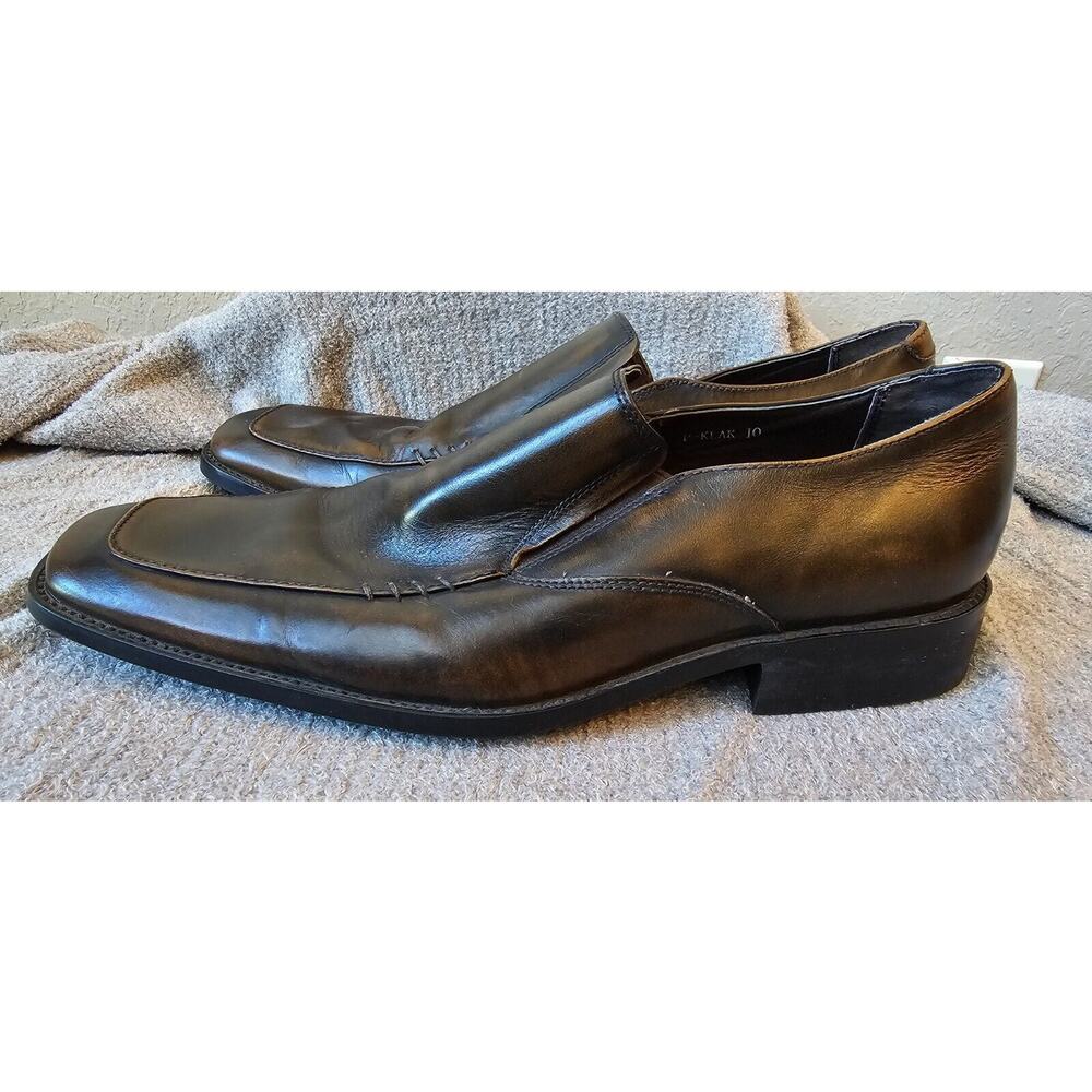 Steve Madden Men's Leather Loafers Cognac Brown Size 10 P-Klak‎ Dress Shoes